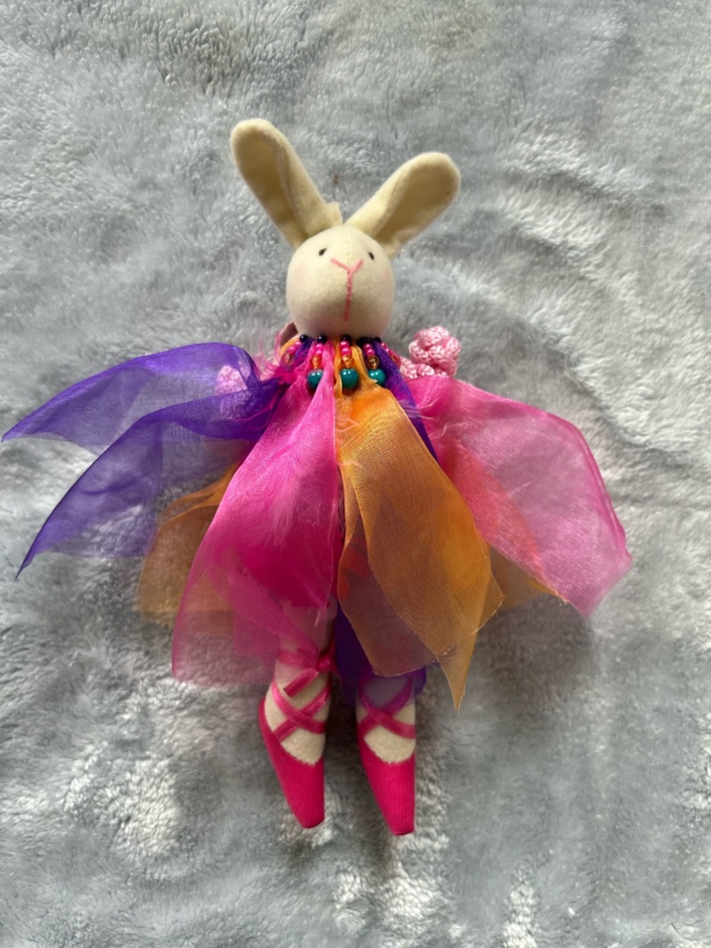 Cute Little Rainbow Ballet Rabbit Bunny Soft Toy Tooth fairy bag Tradition